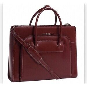 McKlein Lake Forest Red Leather Briefcase NWT